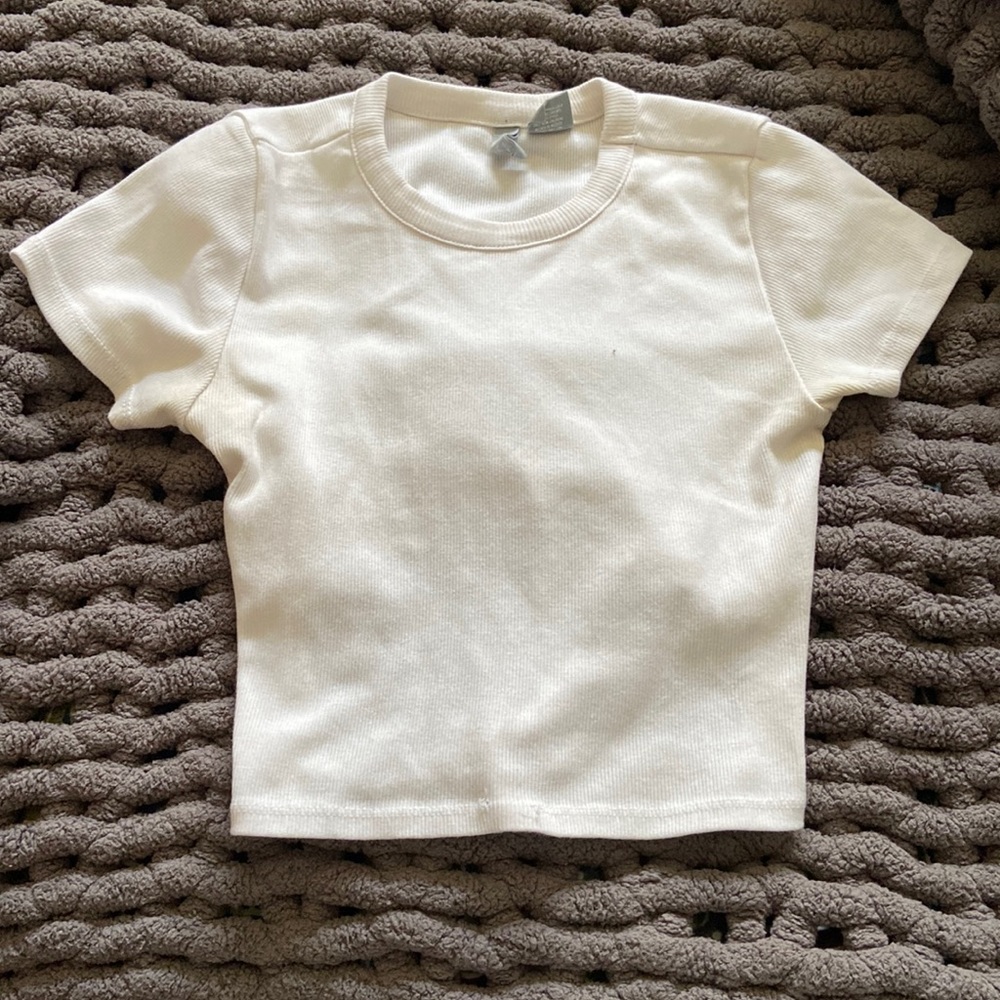 White cropped tie back t-shirt